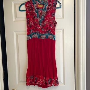 Red Floral Sleeveless Dress